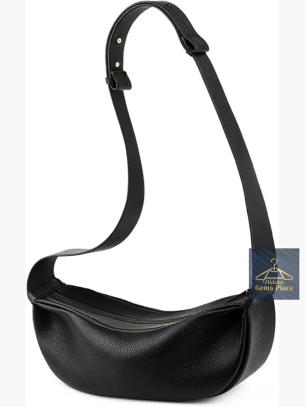 Genuine Leather Hobo Sling Crossbody Bag Wide Strap Minimalist